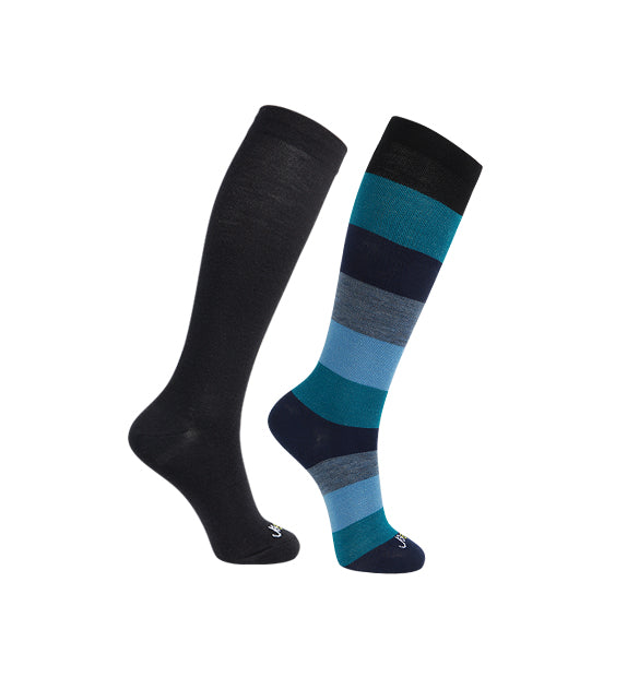 Merino Wool Compression Socks#color_black-ocean-blue