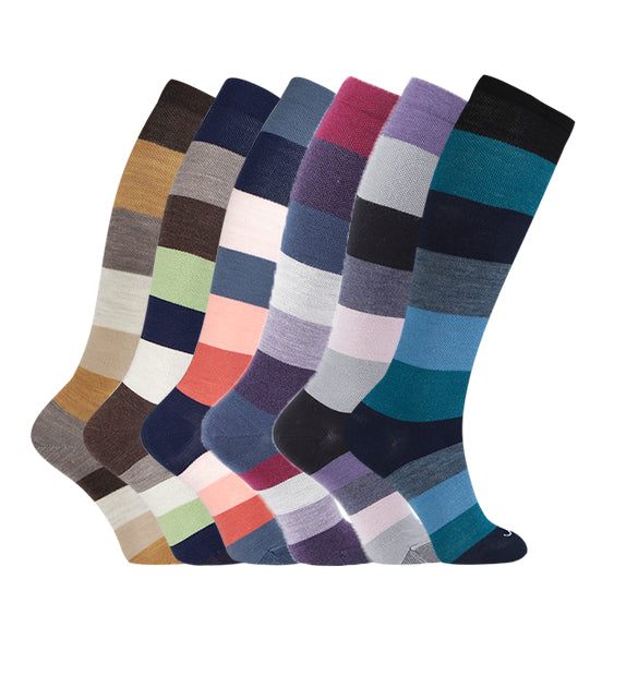 Merino Wool Compression Socks#color_camel-brown-navy-purple-grey-ocean-blue