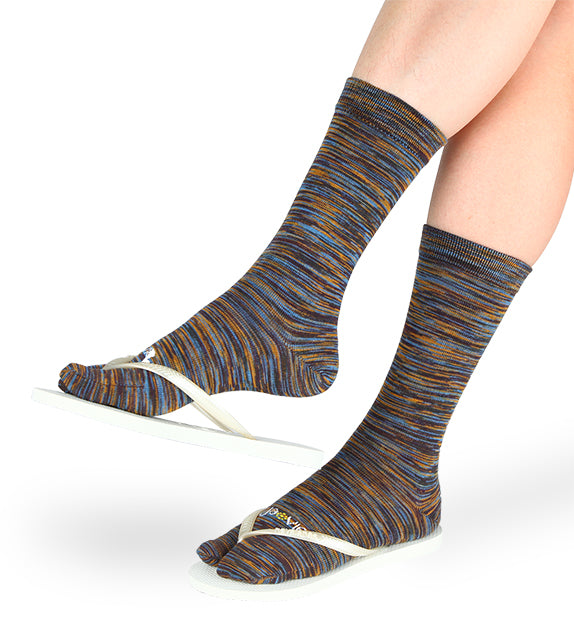 Cotton Split Toe Crew Socks - Space dye - 3 Pack