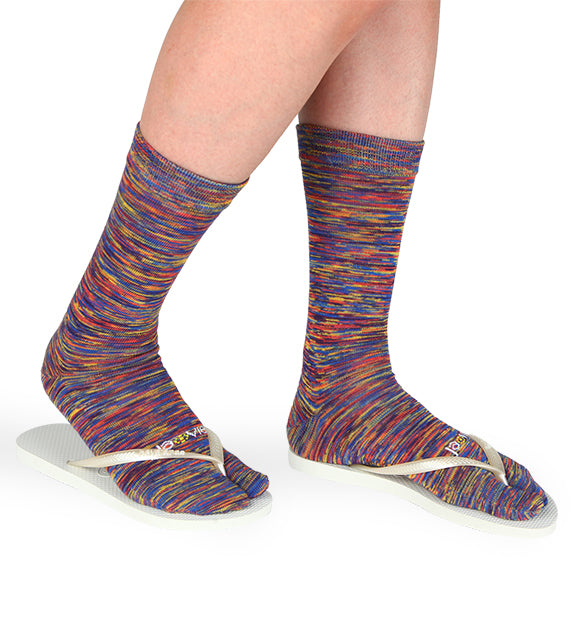 Cotton Split Toe Crew Socks - Space dye - 3 Pack