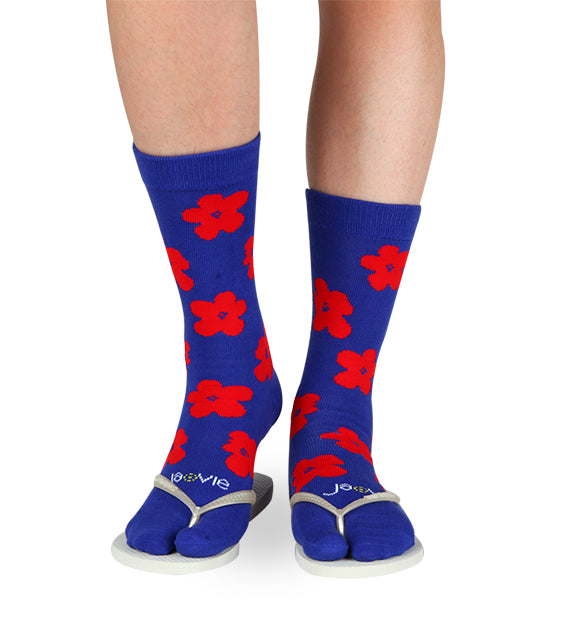 Cotton Split Toe Crew Socks - Flower - 3 Pack