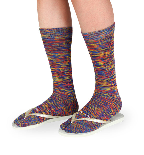 Cotton Split Toe Crew Socks - Space dye - 3 Pack