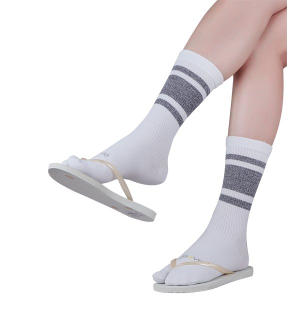 Cotton Split Toe Crew Socks - Vintage Stripes - 4 Pack