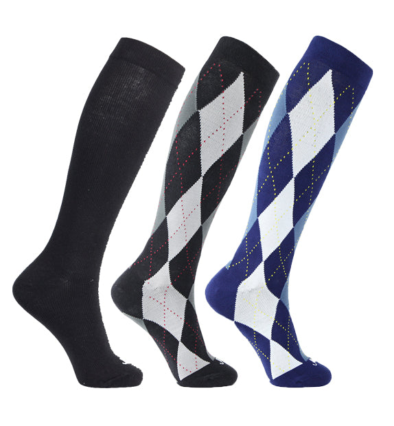 Cotton Compression Socks#color_black-black-navy