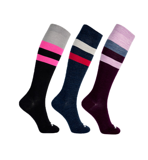 Merino Wool Compression Socks#color_black-navy-bordeaux-purple