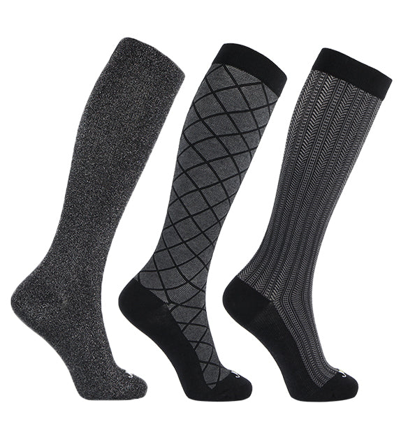 Pima Cotton Ladies Compression Socks (15-20mmHg) - Dressy Classic - 3 Pack