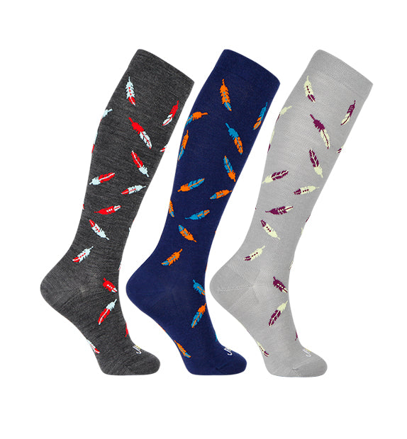 Merino Wool Compression Socks#color_med-grey-navy-light-grey
