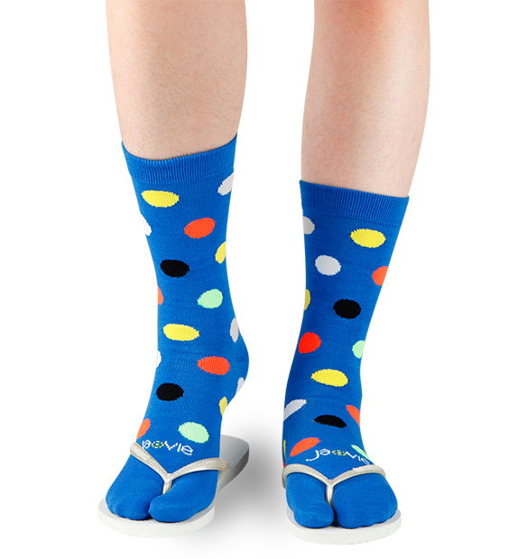 Cotton Split Toe Crew Socks - Dots- 3 Pack