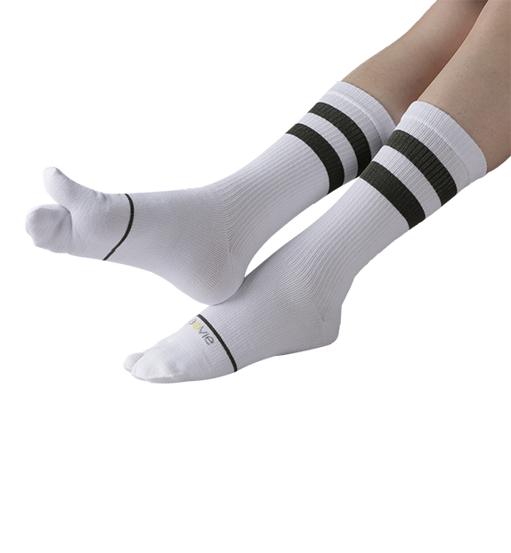 Cotton Split Toe Crew Socks - Vintage Stripes - 4 Pack