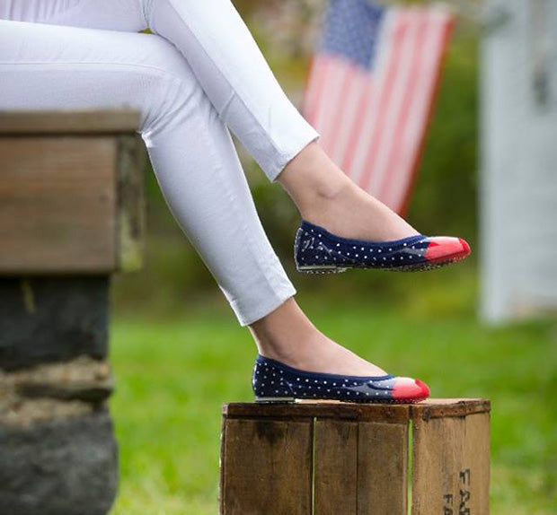 ja-vie navy/white/red dot jelly flats shoes