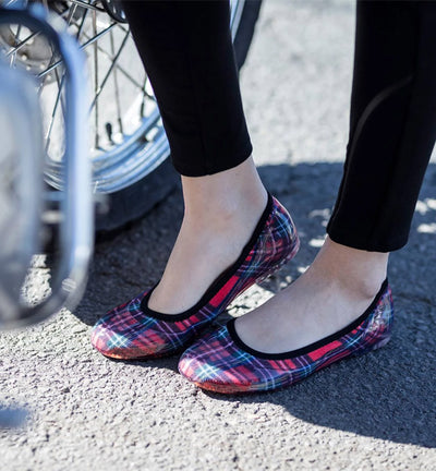 ja-vie red plaid jelly flats shoes