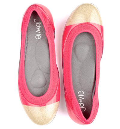 ja-vie gold cap/hibiscus jelly flats shoes