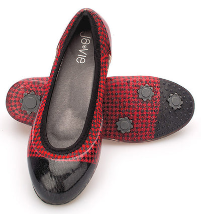 ja-vie red/black houndstooth jelly flats shoes