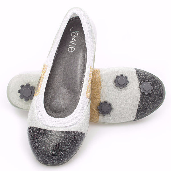 ja-vie metallic colorblock jelly flats shoes