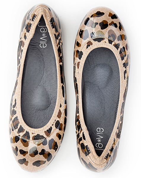 ja-vie shimmering gold leopard jelly flats shoes